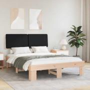 vidaXL Sängram med Klädd Huvudgavel Svart 140 x 190 cm Massiv furu