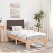vidaXL Sängram med Klädd Huvudgavel Taupe 75 x 190 cm Massiv furu