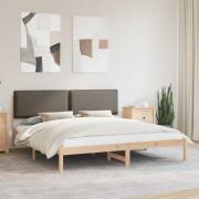 vidaXL Sängram med Klädd Huvudgavel Taupe 180 x 200 cm Massivt furu