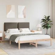 vidaXL Sängram med Klädd Huvudgavel Taupe 150 x 200 cm Massivt furu