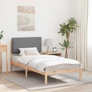 vidaXL Sängram med Klädd Huvudgavel Ljusgrå 90 x 190 cm Massivt furu