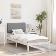 vidaXL Sängram med Klädd Huvudgavel Ljusgrå 100 x 200 cm Massiv furu
