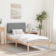vidaXL Sängram med Klädd Huvudgavel Ljusgrå 90 x 190 cm Massiv furu