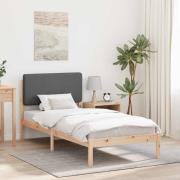 vidaXL Sängram med Klädd Huvudgavel Mörkgrå 75 x 190 cm Massiv furu
