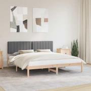 vidaXL Sängram med Klädd Huvudgavel Mörkgrå 180 x 200 cm Massivt furu