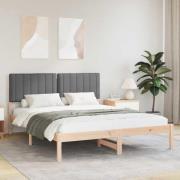vidaXL Sängram med Klädd Huvudgavel Mörkgrå 150 x 200 cm Massivt furu