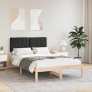 vidaXL Sängram med Klädd Huvudgavel Svart 120 x 190 cm Massivt furu