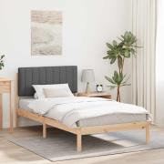 vidaXL Sängram med Klädd Huvudgavel Mörkgrå 100 x 200 cm Massivt furu