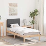vidaXL Sängram med Klädd Huvudgavel Mörkgrå 80 x 200 cm Massivt furu