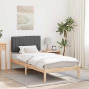 vidaXL Sängram med Klädd Huvudgavel Mörkgrå 90 x 190 cm Massivt furu