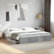 vidaXL Sängram med lådor betonggrå 180x200 cm konstruerat trä