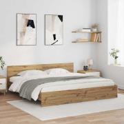 vidaXL Sängram med huvudgavel Artisan Ek 200 x 200 cm Konstruerat trä