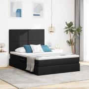 vidaXL Förvaringssäng med LED med madrass Svart 140 x 190 cm Polyester