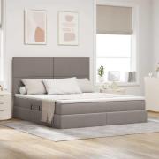 vidaXL Förvaringssäng med LED med madrass Taupe 180 x 200 cm Polyester