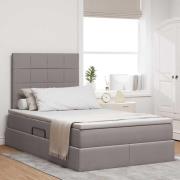 vidaXL Förvaringssäng med LED med madrass Taupe 120 x 200 cm Polyester
