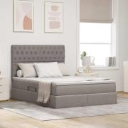 vidaXL Förvaringssäng med LED med madrass Taupe 140 x 200 cm Polyester