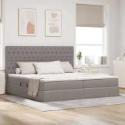 vidaXL Förvaringssäng med LED med madrass Taupe 200 x 200 cm Polyester