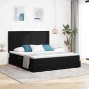 vidaXL Förvaringssäng med LED med madrass Svart 180 x 200 cm Sammet