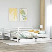 vidaXL Dagbädd utdragbar med lådor utan madrass vit 90x200 cm