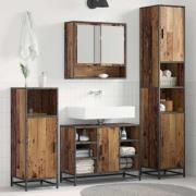 vidaXL Badrumsmöbelset med hylla 3 pcs Gammalt trä Konstruerat trä