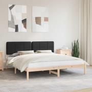 vidaXL Sängram med Klädd Huvudgavel Svart 180 x 200 cm Massiv furu