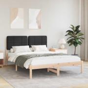 vidaXL Sängram med Klädd Huvudgavel Svart 140 x 200 cm Massiv furu