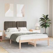 vidaXL Sängram med Klädd Huvudgavel Taupe 120 x 200 cm Massiv furu