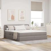 vidaXL Förvaringssäng med LED med madrass Taupe 160 x 200 cm tyg