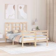 vidaXL Sängram med huvudgavel massivt trä