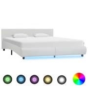 vidaXL Sängram med LEDs utan madrass vit 180x200 cm