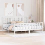 vidaXL Sängram utan madrass vit 200x200 cm massiv furu