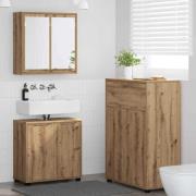 vidaXL Badrumsmöbelset med låda 3 pcs Artisan Ek Konstruerat trä