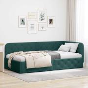 vidaXL Hörn Sängram Mörkgrön 90 x 190 cm tyg