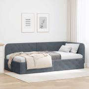 vidaXL Hörn Sängram Mörkgrå 100 x 200 cm Sammet