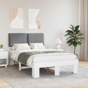 vidaXL Sängram med Klädd Huvudgavel Ljusgrå 120 x 200 cm Massiv furu