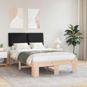 vidaXL Sängram med Klädd Huvudgavel Svart 120 x 190 cm Massiv furu