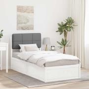 vidaXL Sängram med Klädd Huvudgavel Ljusgrå 100 x 200 cm Massiv furu