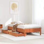 vidaXL Sängram utan madrass vaxad brun 90x190 cm massiv furu