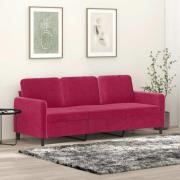 vidaXL 3-sitssoffa vinröd 180 cm sammet
