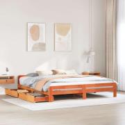 vidaXL Sängram utan madrass vaxbrun 180x200 cm massiv furu