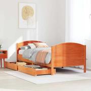 vidaXL Sängram utan madrass vaxad brun 90x190 cm massiv furu