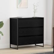 vidaXL Sideboard med låda Svart Ek 79 x 36 x 75.5 cm Konstruerat trä