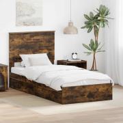 vidaXL Förvaringssäng med låda Rökt ek 75 x 190 cm Konstruerat trä