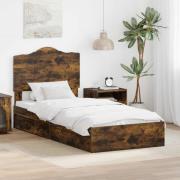 vidaXL Förvaringssäng med låda Rökt ek 90 x 190 cm Konstruerat trä