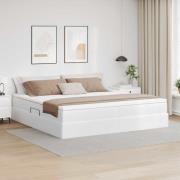 vidaXL Förvaringssäng med madrass Vit 200 x 200 cm Konstläder