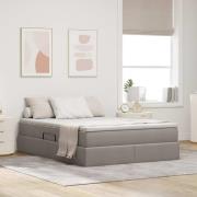 vidaXL Förvaringssäng med madrass Taupe 140 x 200 cm Polyester