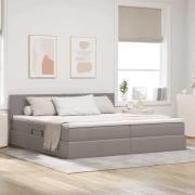 vidaXL Förvaringssäng med madrass Taupe 200 x 200 cm Konstruerat trä