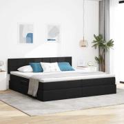 vidaXL Förvaringssäng med madrass Svart 200 x 200 cm Konstruerat trä