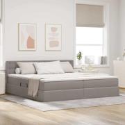 vidaXL Förvaringssäng med madrass Taupe 200 x 200 cm Konstruerat trä