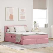 vidaXL Förvaringssäng med madrass med lagring Rosa 140 x 190 cm Sammet
